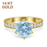 14K Yellow Gold Round Natural Aquamarine Vintage Style Ring
