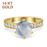 14K Yellow Gold Round Natural Moonstone Vintage Style Ring