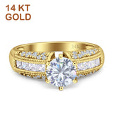 Round Cubic Zirconia Bridal Gold Ring