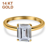 14K Gold Cathedral Engagement Ring Emerald Cubic Zirconia