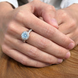 Round Halo Split Shank Diamond Ring