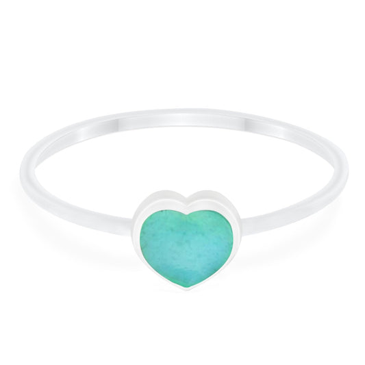 Petite Dainty Heart Simulated Turquoise CZ Promise Ring