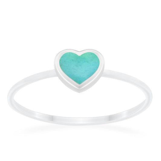 Petite Dainty Heart Simulated Turquoise CZ Promise Ring