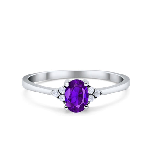 Oval Cut Wedding Ring Simulated Amethyst CZ