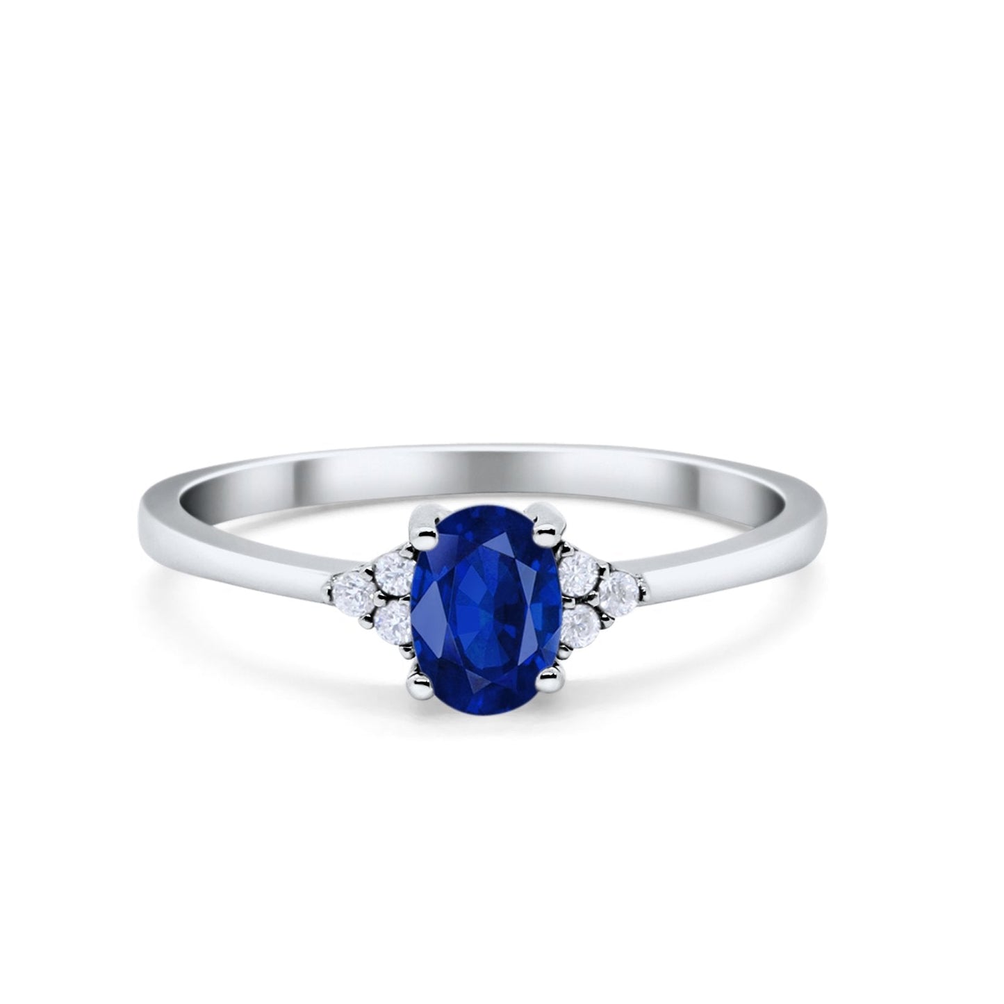 Oval Cut Wedding Ring Simulated Blue Sapphire CZ