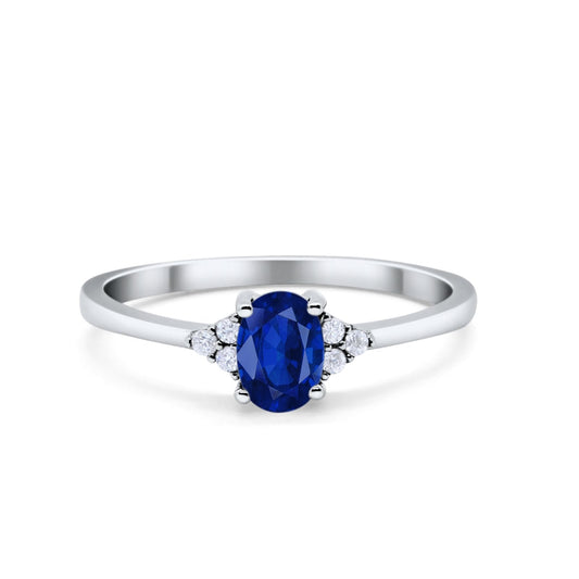 Oval Cut Wedding Ring Simulated Blue Sapphire CZ