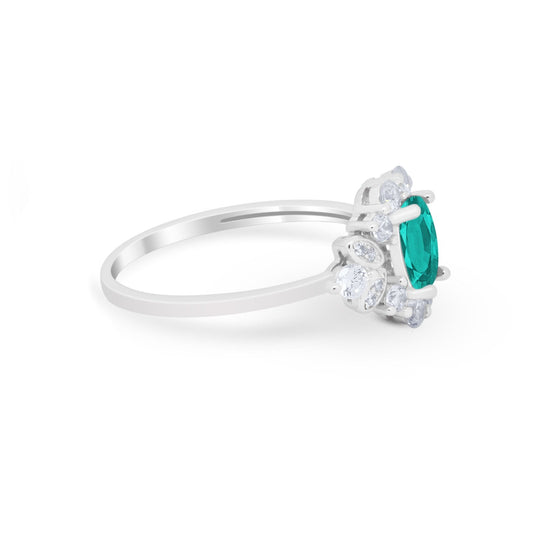 Oval Wedding Ring Vintage Simulated Paraiba Tourmaline CZ