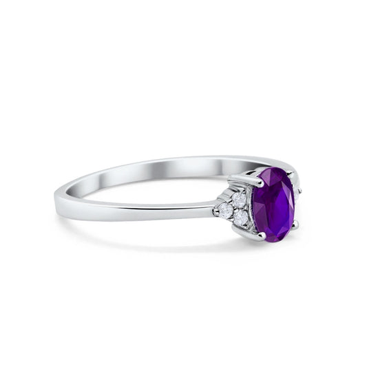 Oval Cut Wedding Ring Simulated Amethyst CZ