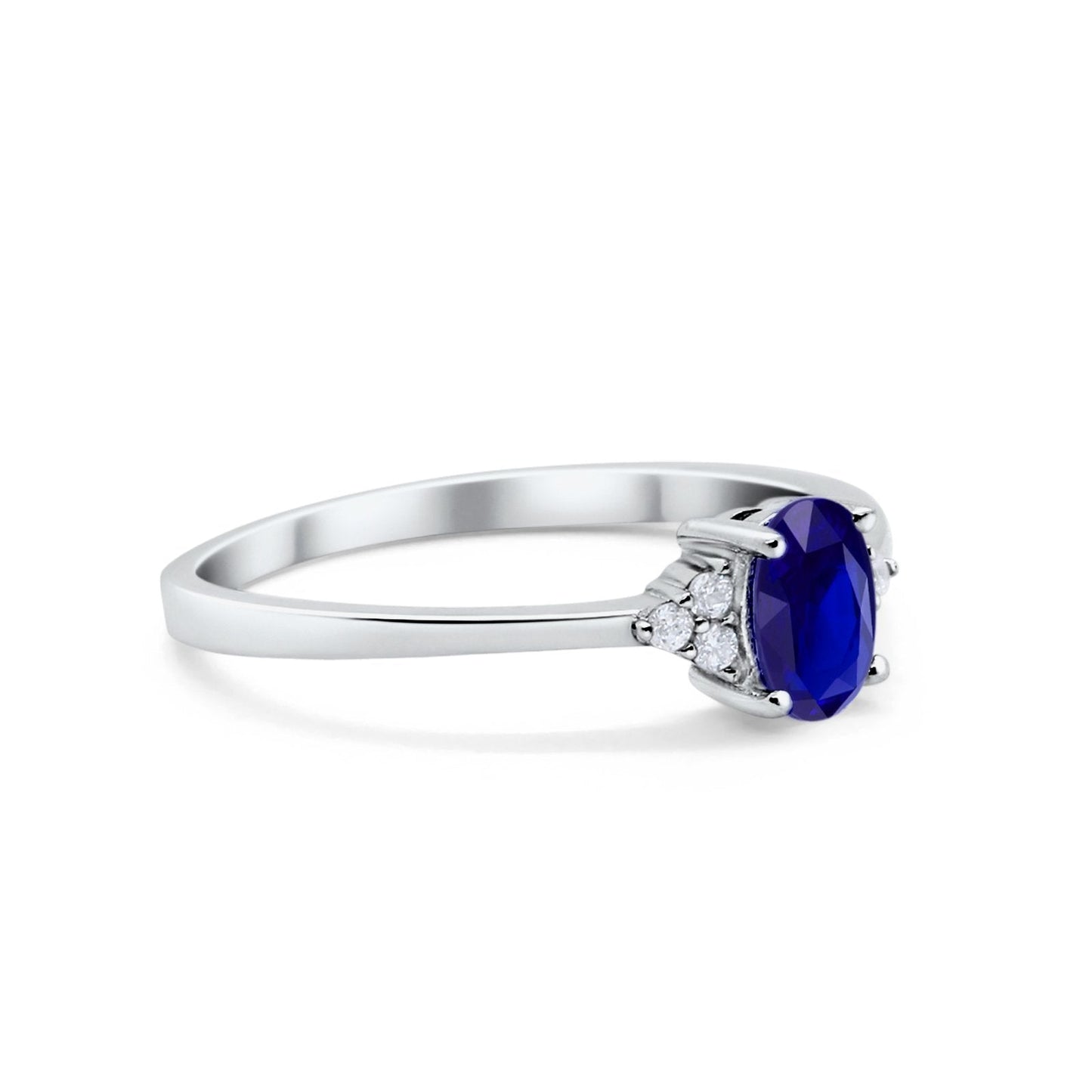 Oval Cut Wedding Ring Simulated Blue Sapphire CZ