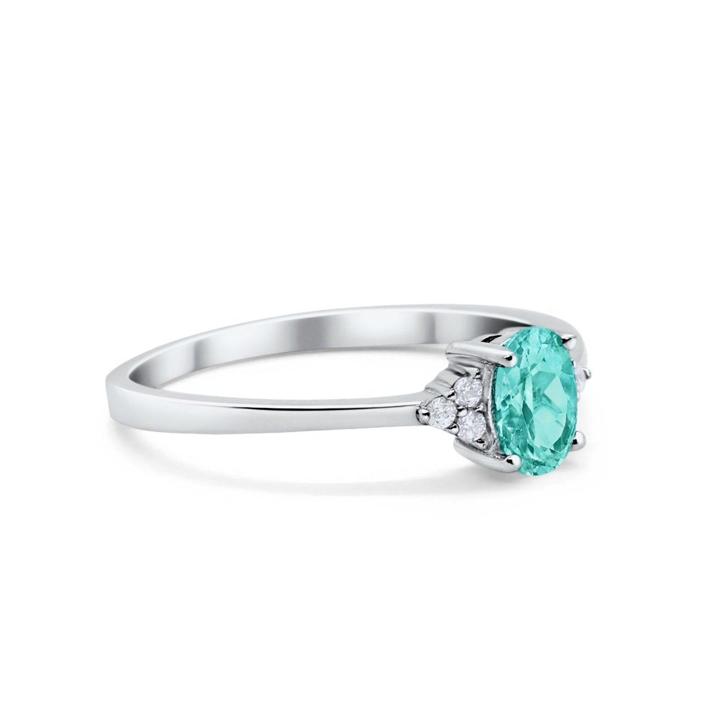 Oval Cut Wedding Ring Simulated Paraiba Tourmaline CZ