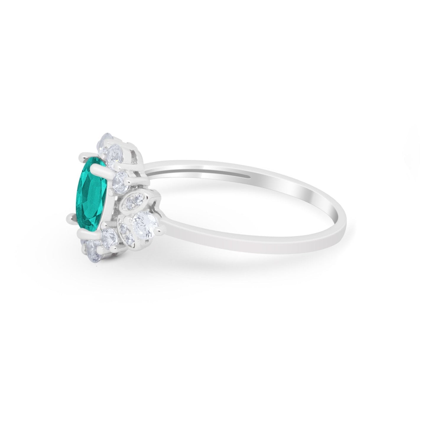 Oval Wedding Ring Vintage Simulated Paraiba Tourmaline CZ