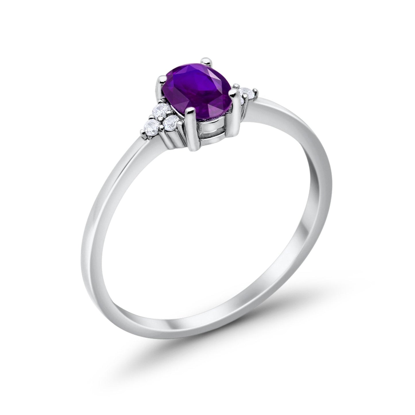 Oval Cut Wedding Ring Simulated Amethyst CZ