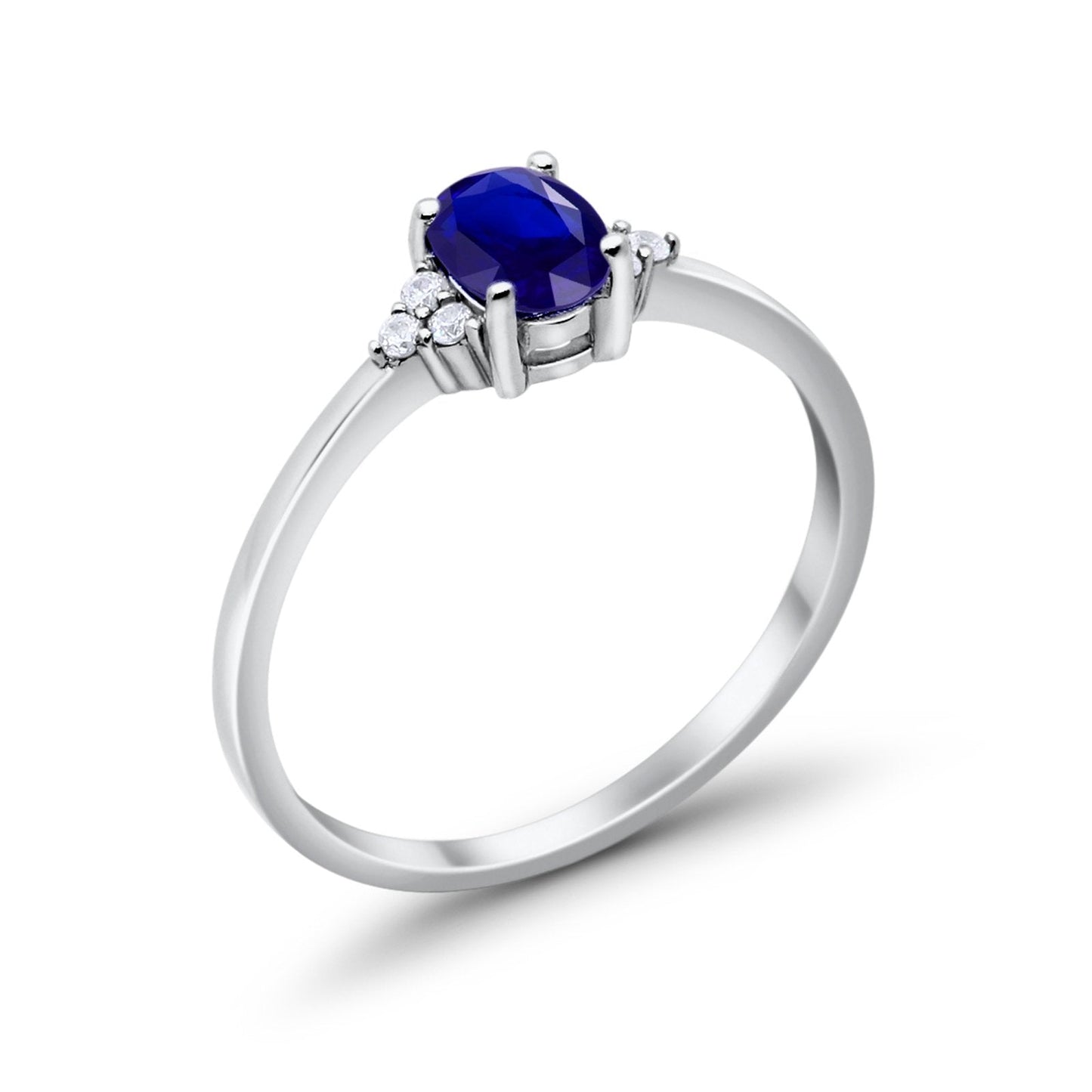 Oval Cut Wedding Ring Simulated Blue Sapphire CZ