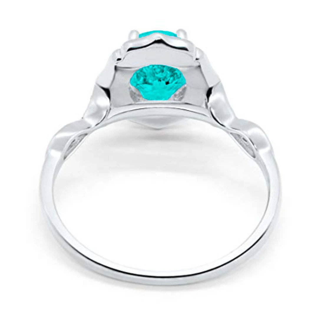 Antique Style Wedding Ring Round Simulated Paraiba Tourmaline CZ