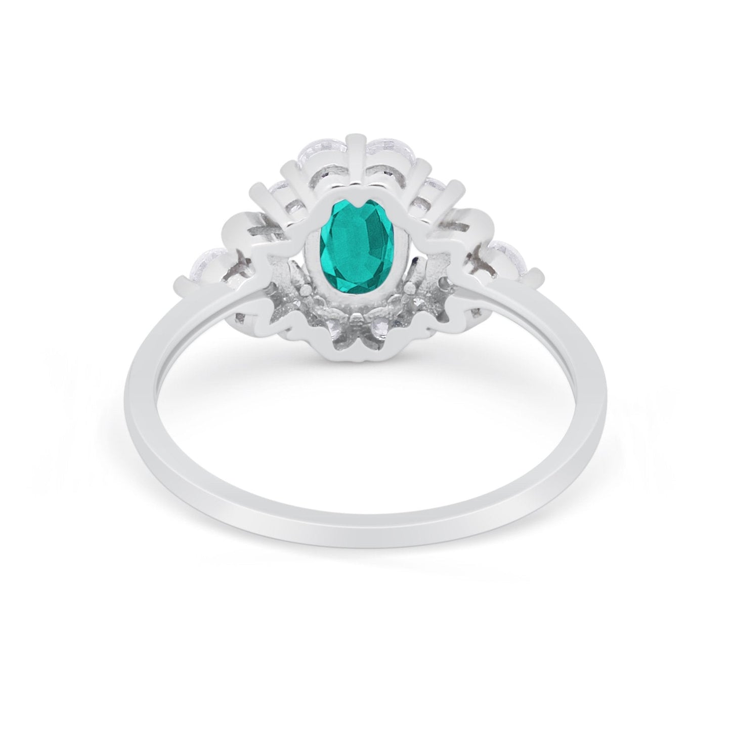 Oval Wedding Ring Vintage Simulated Paraiba Tourmaline CZ