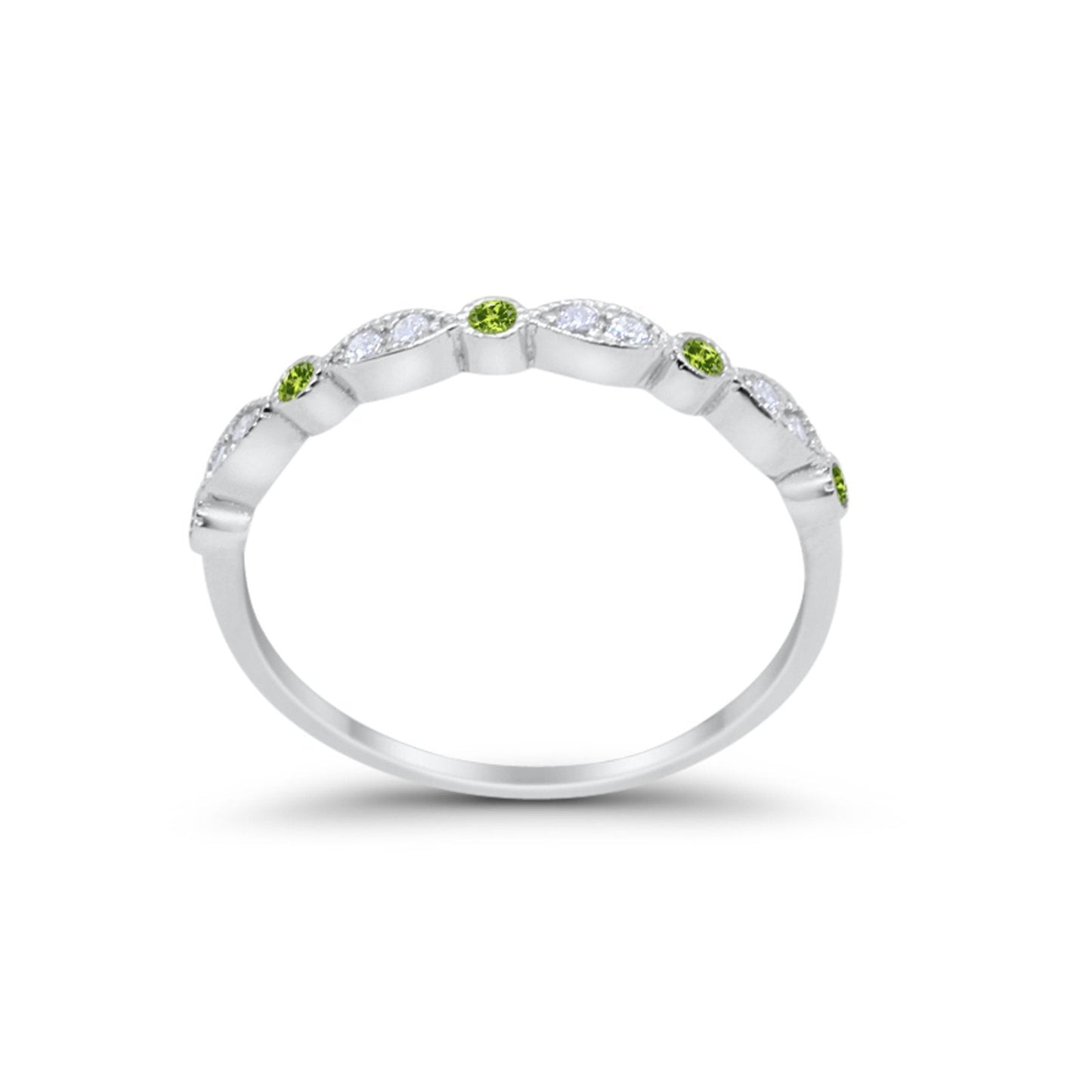 Art Deco Wedding Ring Round Eternity Simulated Peridot CZ