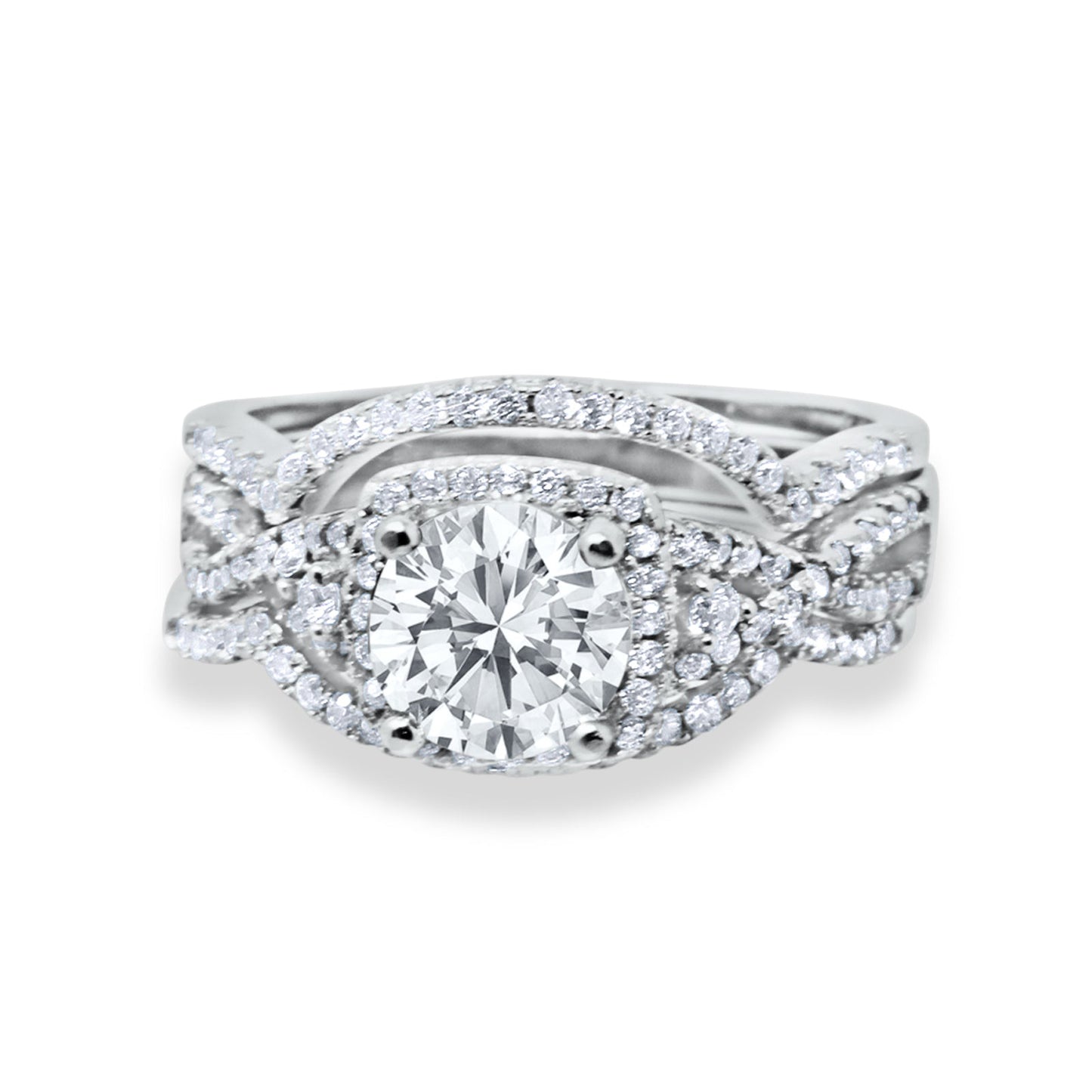 Art Deco Simulated CZ Engagement Bridal Piece Ring