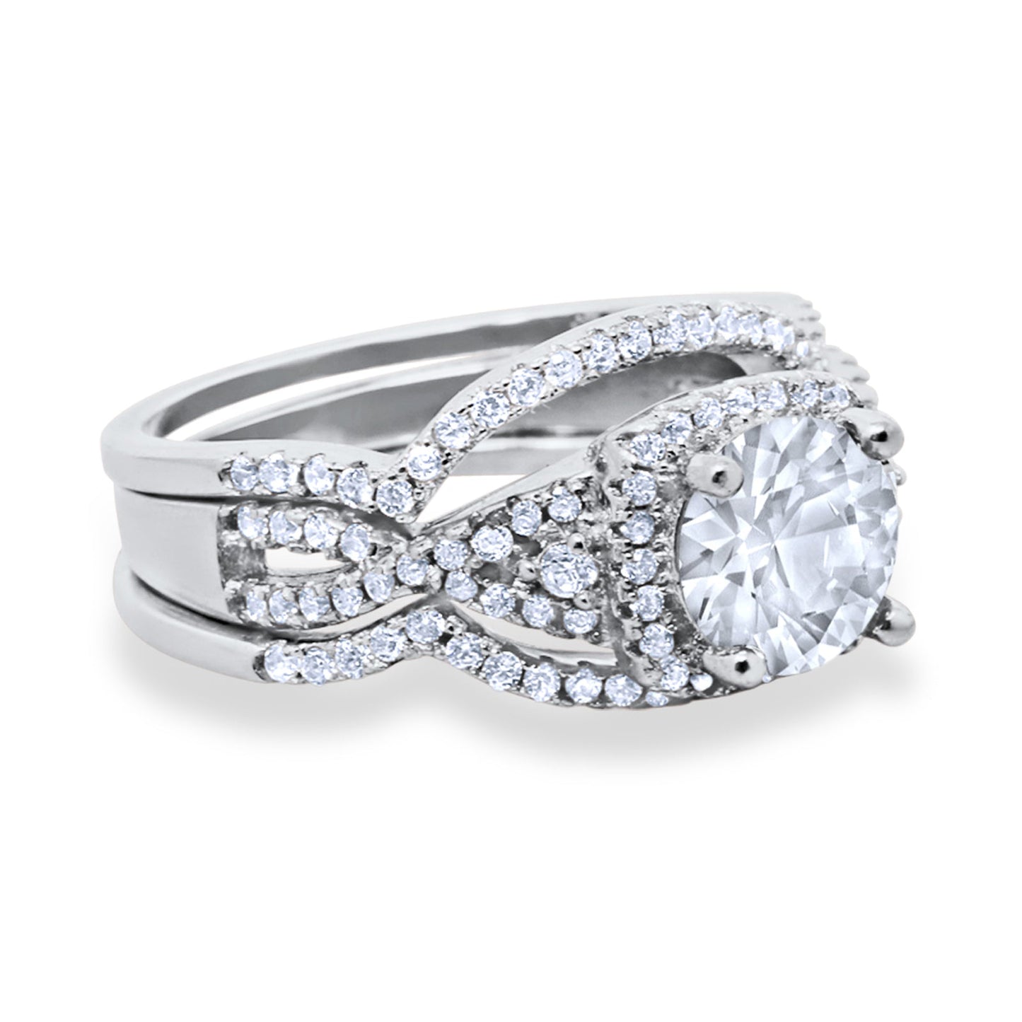 Art Deco Simulated CZ Engagement Bridal Piece Ring