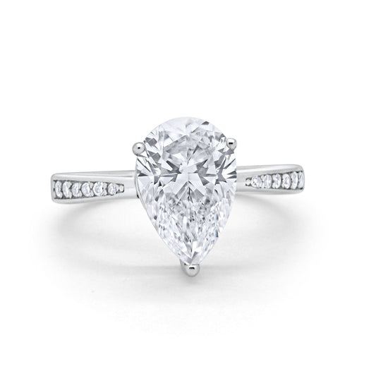 Teardrop Pear Bridal Ring Round Simulated CZ