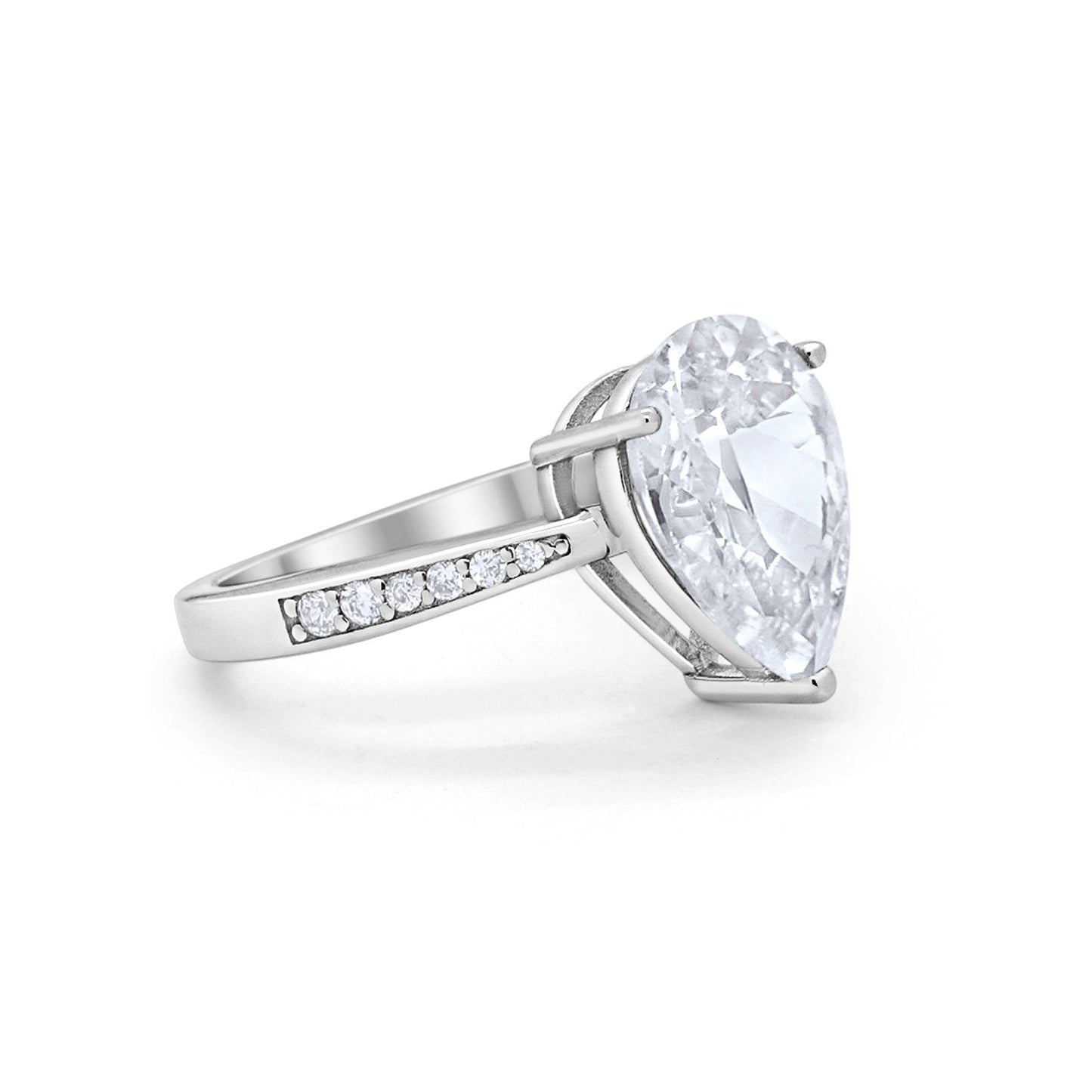 Teardrop Pear Bridal Ring Round Simulated CZ