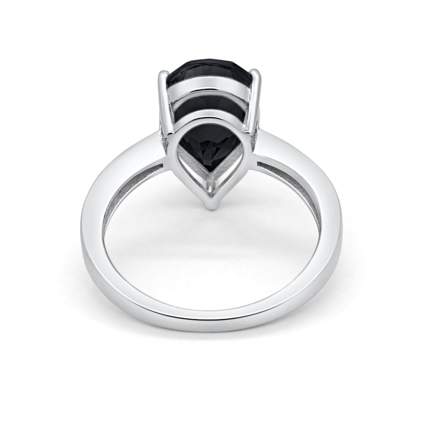 Teardrop Pear Simulated Black CZ Bridal Ring