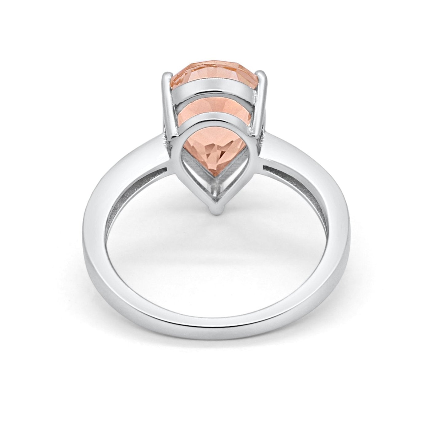 Teardrop Pear Bridal Ring Simulated Morganite CZ