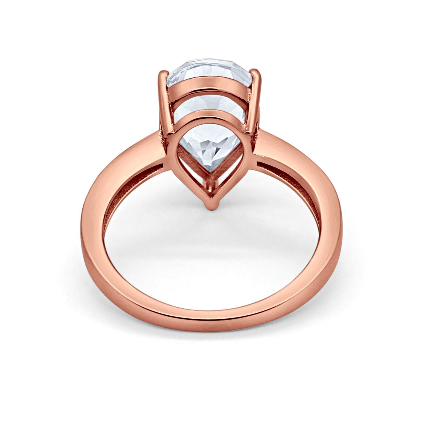 Teardrop Pear Bridal Ring Rose Tone, Simulated CZ