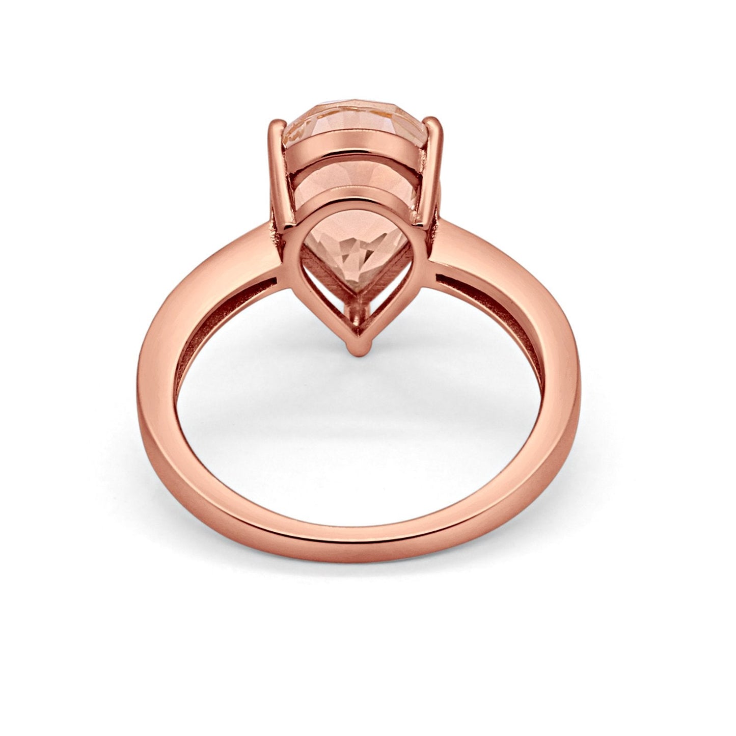 Teardrop Bridal Ring Rose Tone, Simulated Morganite CZ