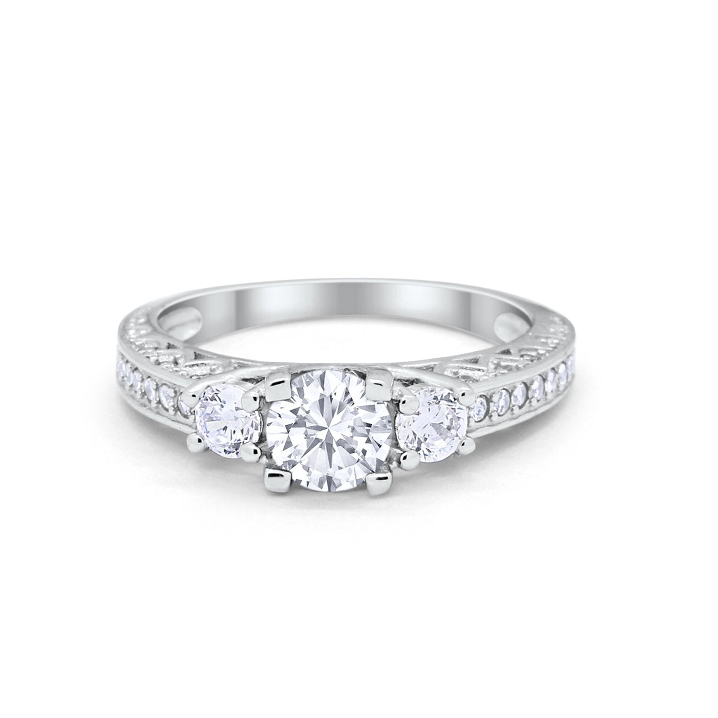 Vintage Style Wedding Ring Simulated Cubic Zirconia