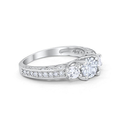 Vintage Style Wedding Ring Simulated Cubic Zirconia