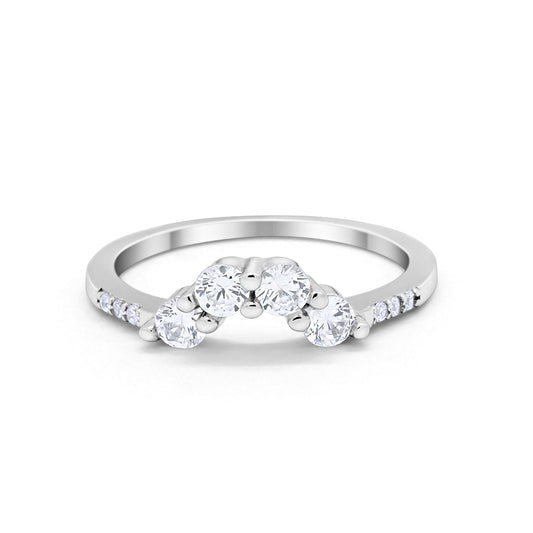 Curved Wedding Eternity Band Simulated Cubic Zirconia Ring