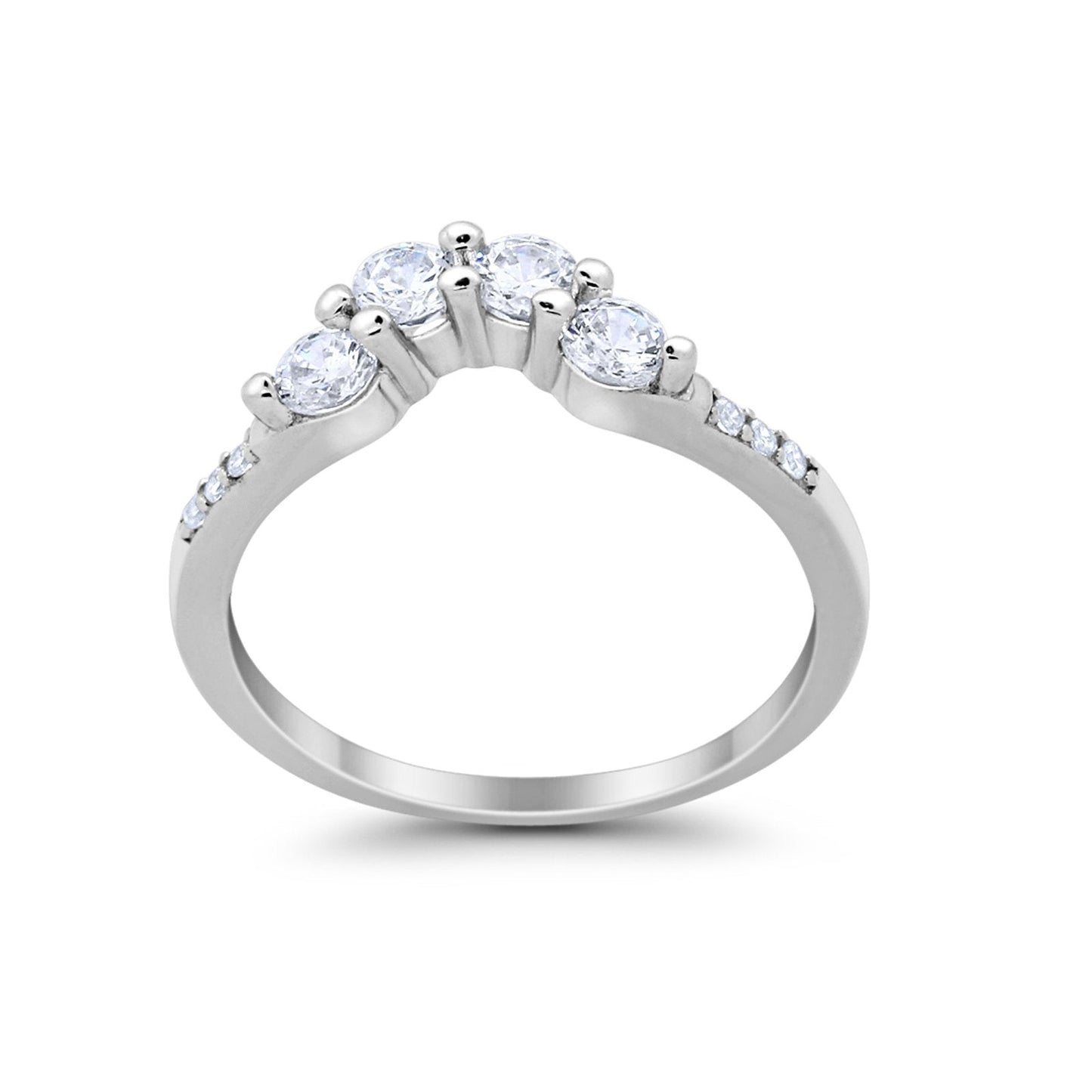 Curved Wedding Eternity Band Simulated Cubic Zirconia Ring