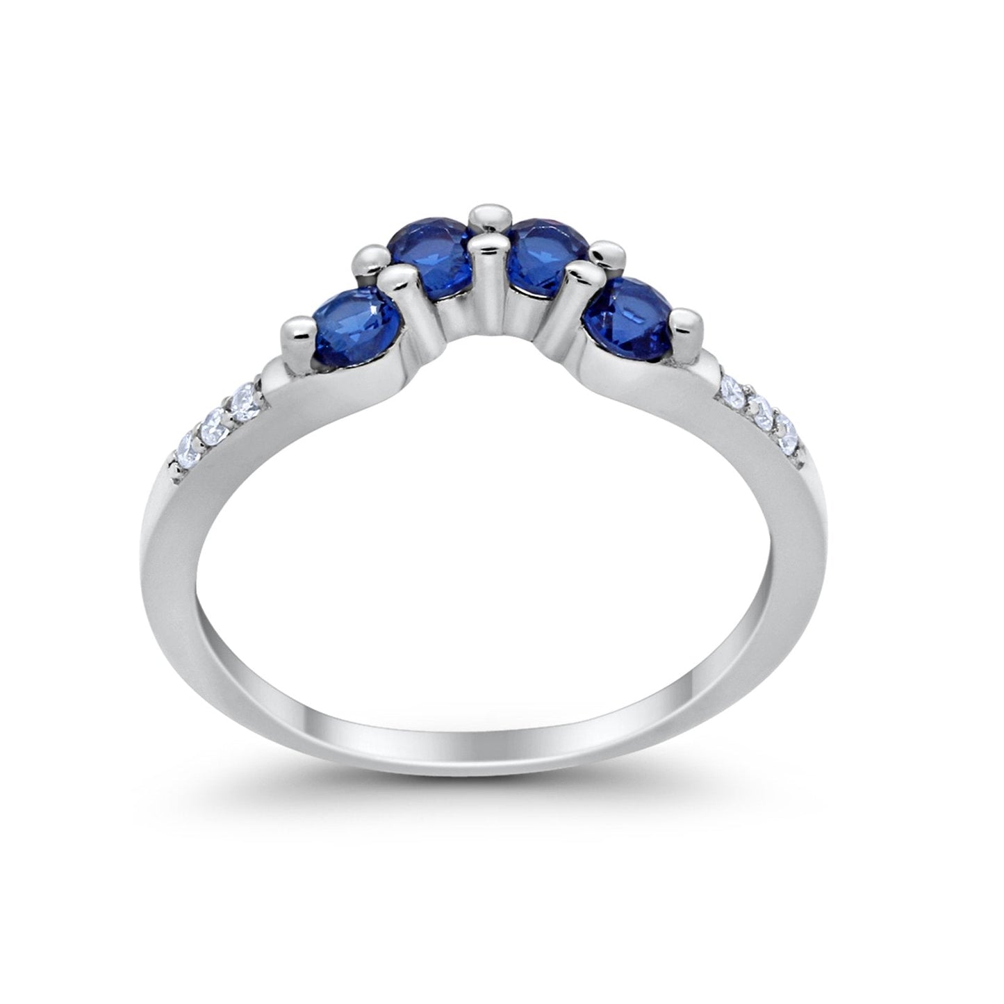 Curved Wedding Eternity Band Simulated Blue Sapphire CZ Ring