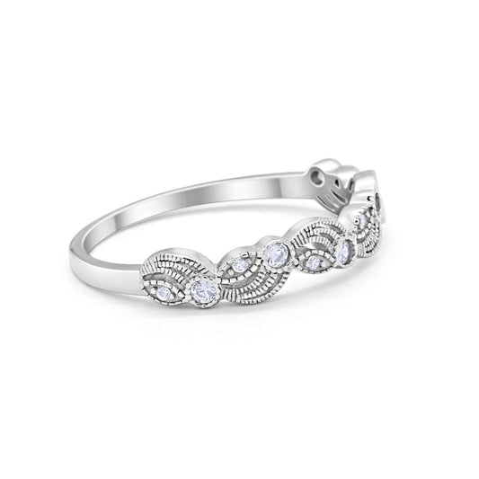 Flower Fancy Band Eternity Round Simulated Cubic Zirconia Ring