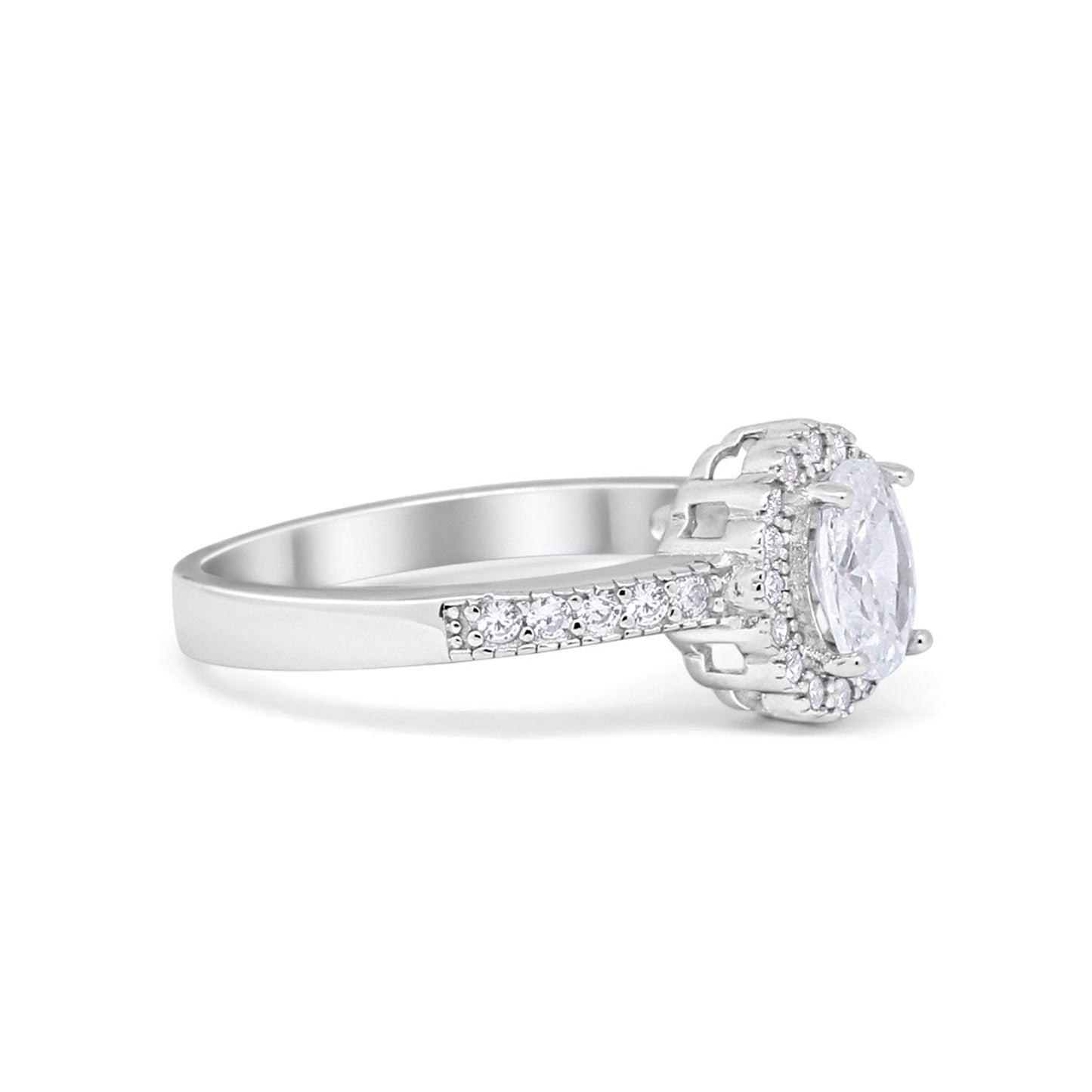 Floral Engagement Ring Oval Simulated CZ