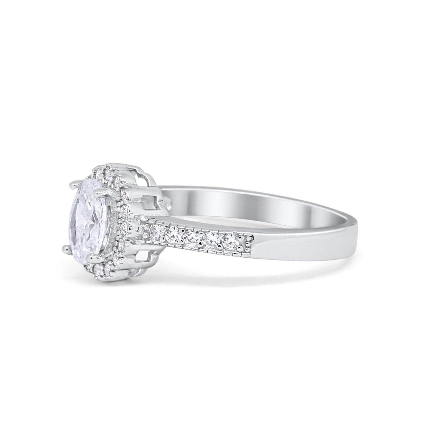 Floral Engagement Ring Oval Simulated CZ