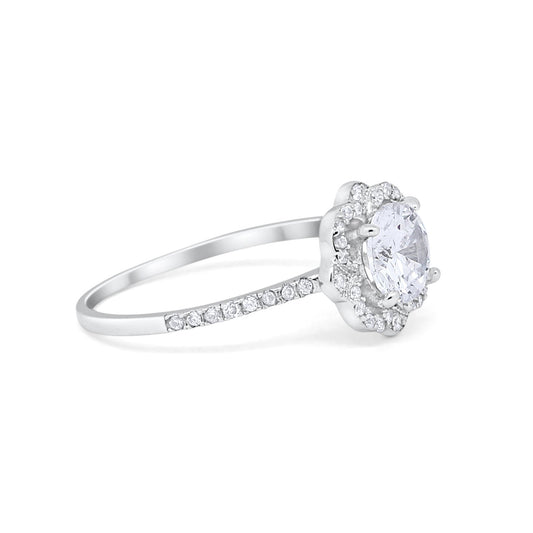 Floral Simulated Cubic Zirconia Engagement Ring