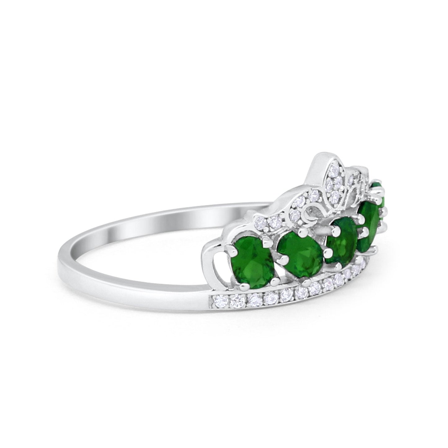 King Crown Ring Oval Simulated Green Emerald CZ