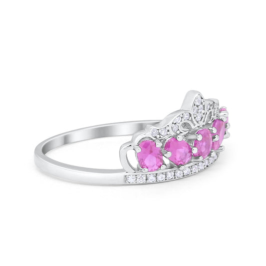 King Crown Ring Oval Simulated Light Pink CZ