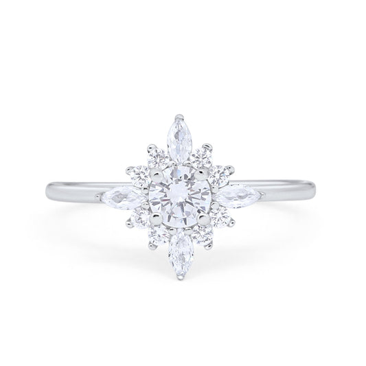 Cluster Wedding Ring Marquise Simulated Cubic Zirconia