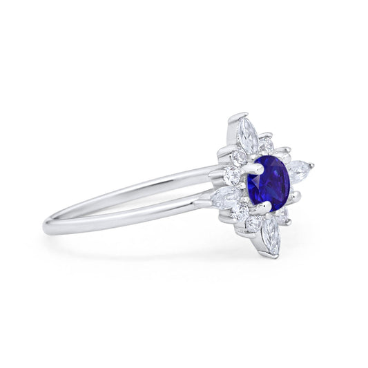 Cluster Wedding Ring Marquise Simulated Blue Sapphire CZ