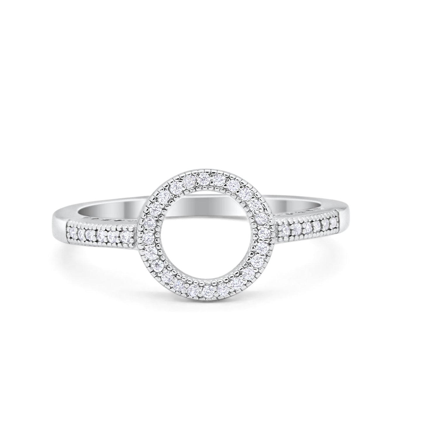 Open Circle Ring Round Simulated Cubic Zirconia