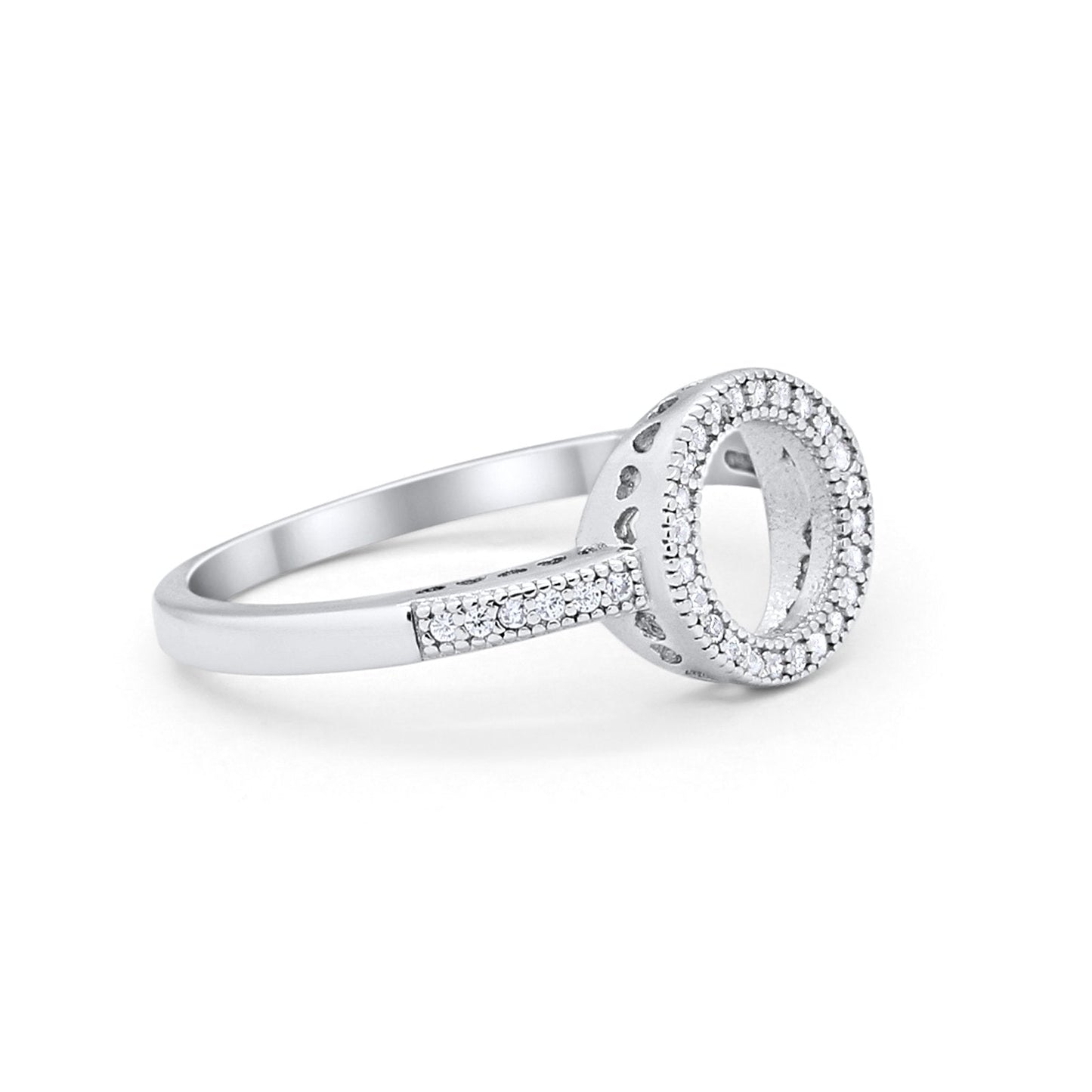 Open Circle Ring Round Simulated Cubic Zirconia