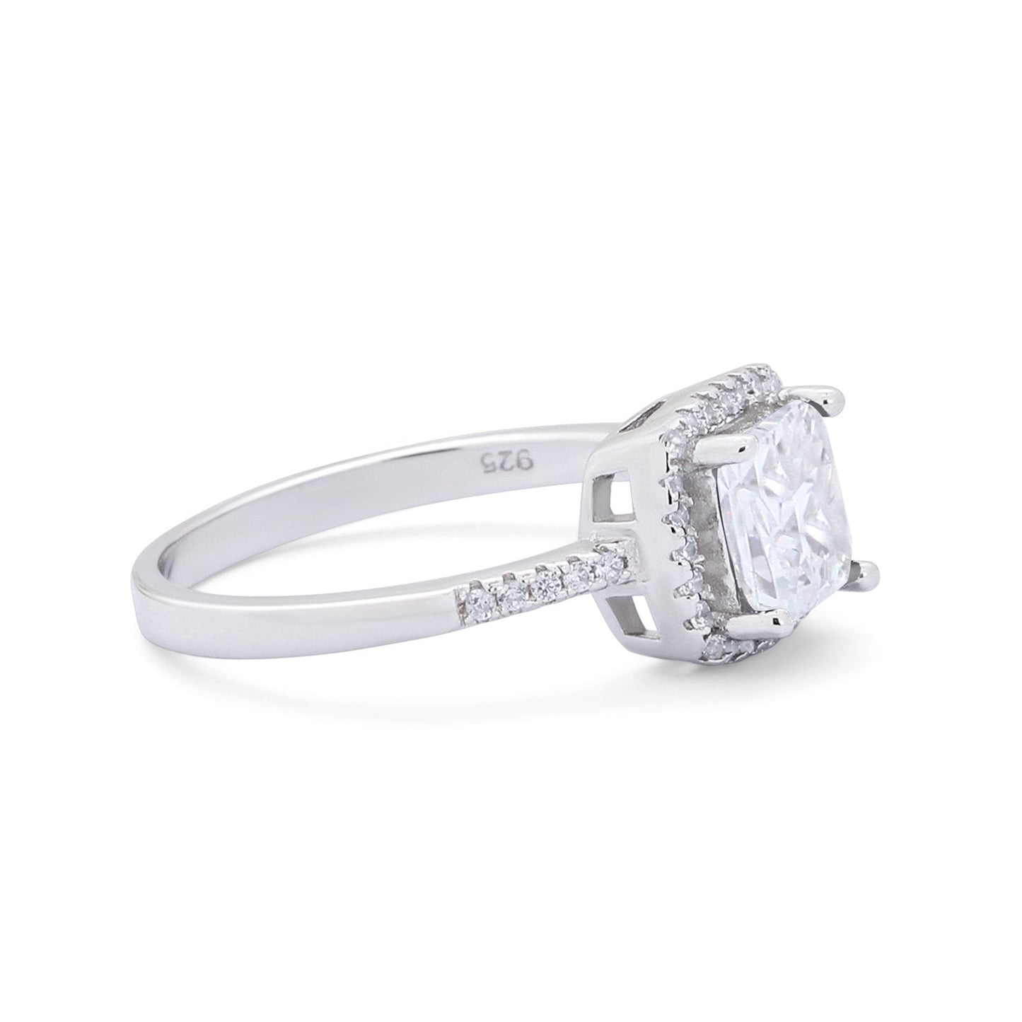 Art Deco Princess Cut Simulated Cubic Zirconia Wedding Ring