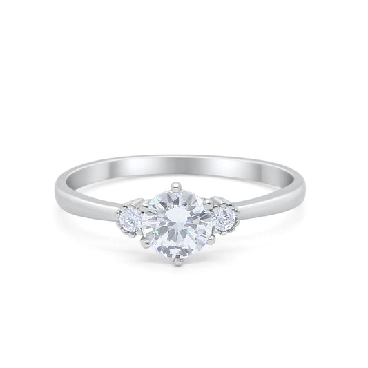 Three Stone Art Deco Simulated Cubic Zirconia Engagement Ring