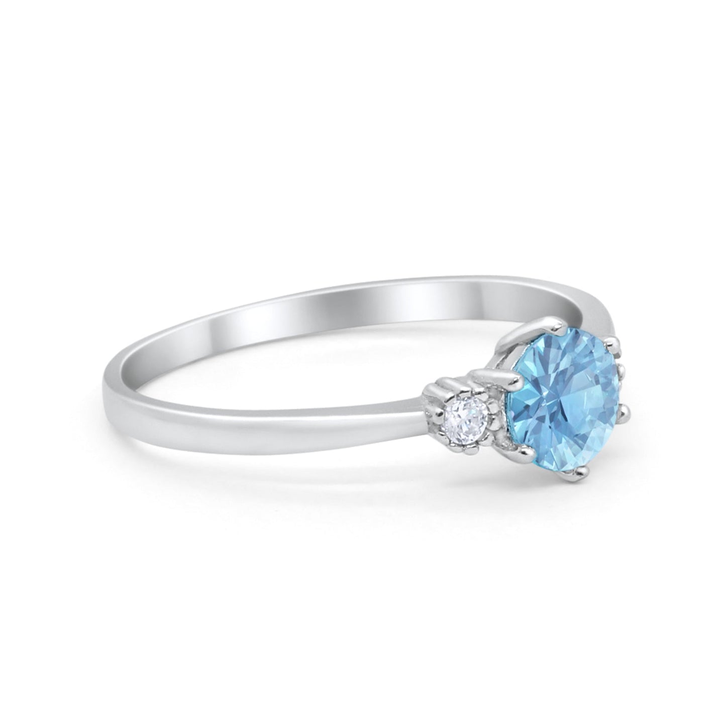 Three Stone Art Deco Aquamarine CZ Ring