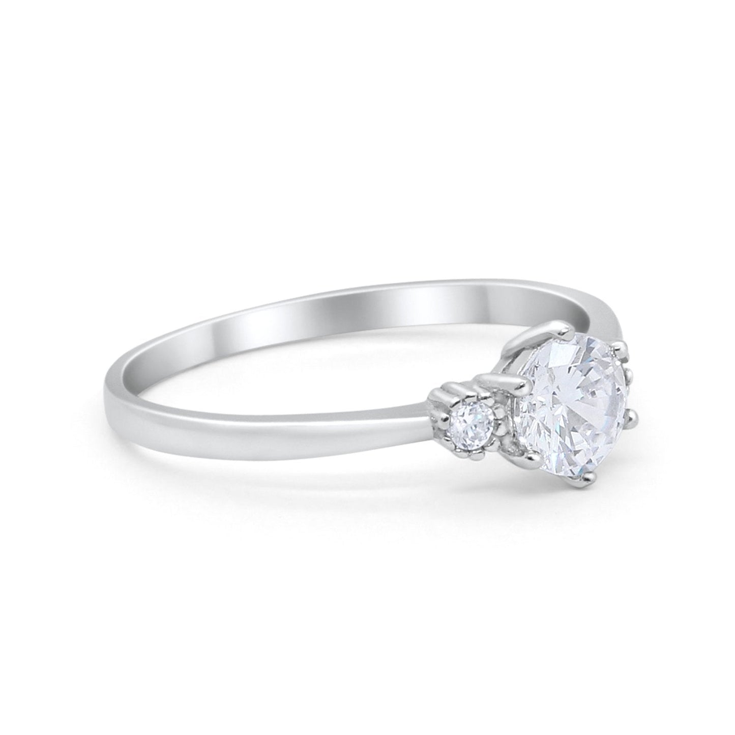 Three Stone Art Deco Simulated Cubic Zirconia Engagement Ring