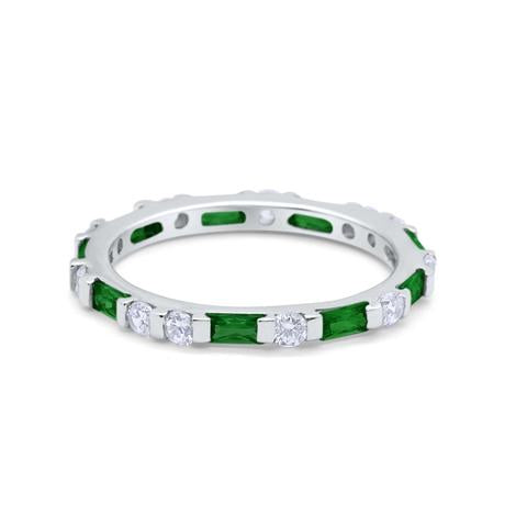 Art Deco Baguette Simulated Green Emerald Cubic Zirconia Wedding Ring