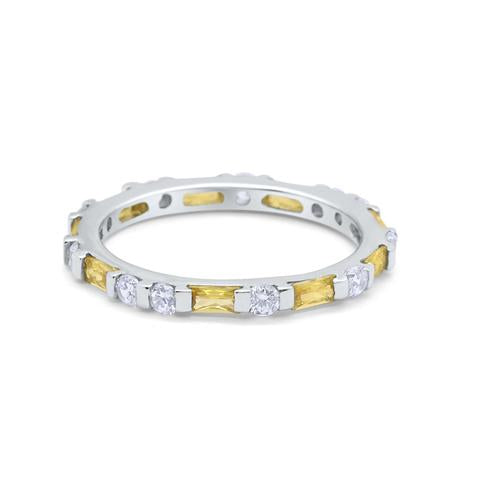 Art Deco Baguette Simulated Yellow Cubic Zirconia Wedding Ring