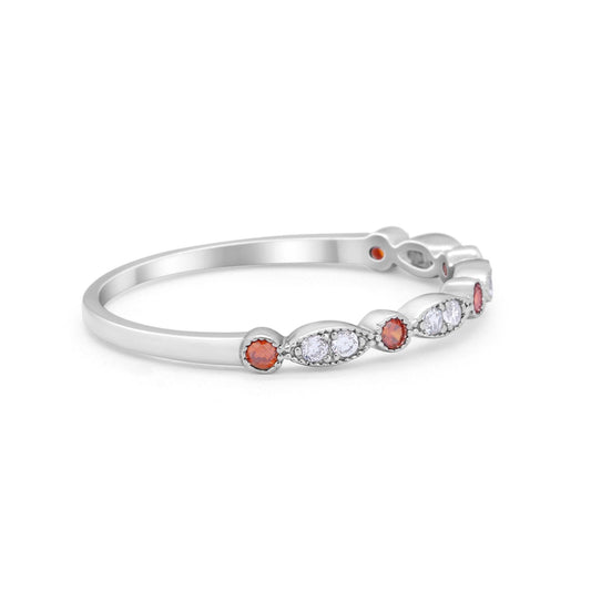 Art Deco Wedding Eternity Ring Simulated Garnet CZ